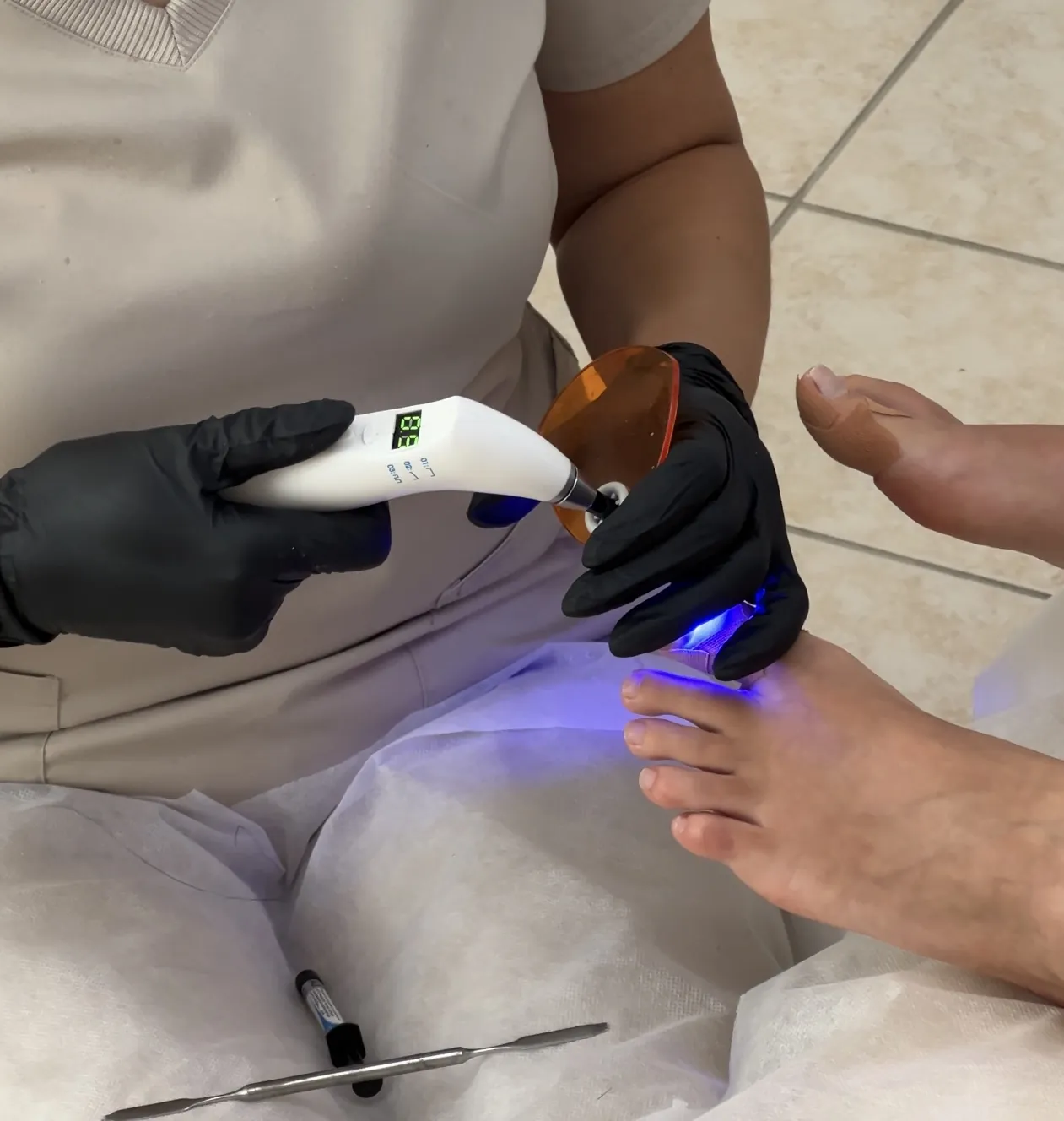 Paramedical pedicure with clinical light treatment at My Beauty Space in Mississauga